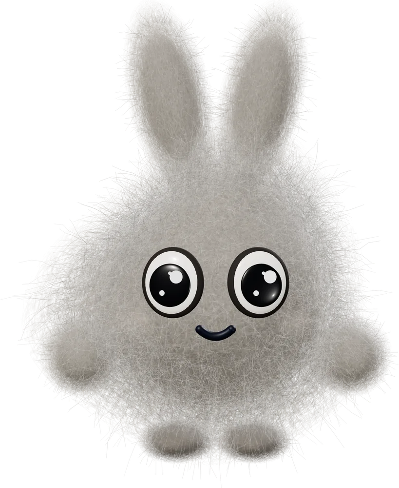 Dusty, a fluffy grey dust bunny